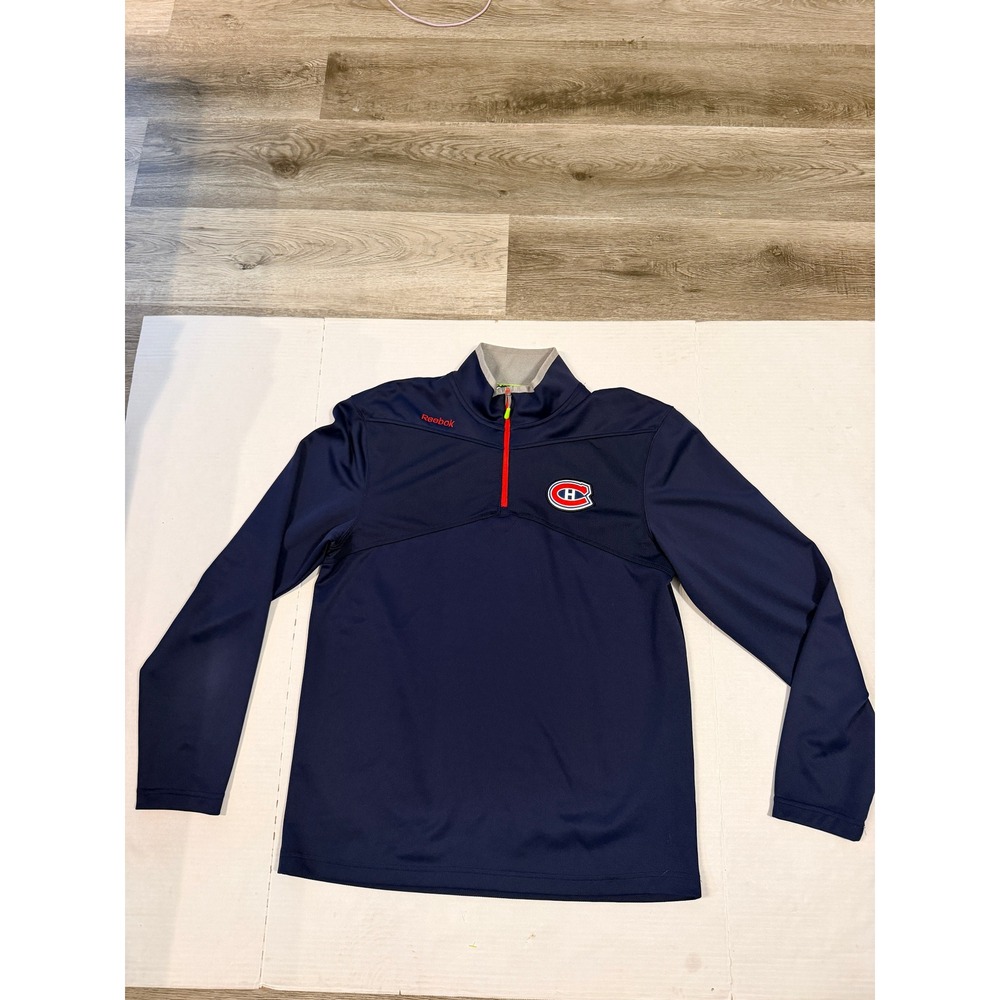 Reebok NHL Montreal Canadiens Center Ice Quarter Zip Pullover Mens Medium Navy